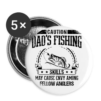 Angeln Papa Papa Fischer Childern Lustiger Fisch So - Buttons groß 56 mm (5er Pack) - Weiß - Vorne