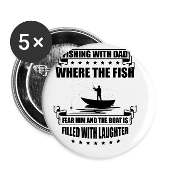 Angeln Papa Papa Fischer Childern Lustiger Fisch So - Buttons groß 56 mm (5er Pack) - Weiß - Vorne