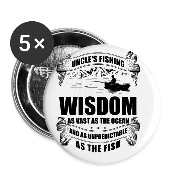 Fishing Uncle Fisherman Uncles Funny Fish Perfect - Buttons large 2.2''/56 mm (5-pack) - white - Front