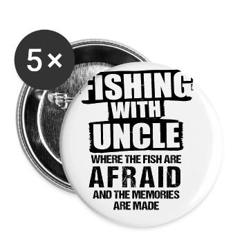 Fishing Uncle Fisherman Uncles Funny Fish Perfect - Buttons large 2.2''/56 mm (5-pack) - white - Front