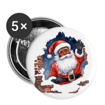 Waving Santa Claus - Buttons large 2.2''/56 mm (5-pack) - white - Front