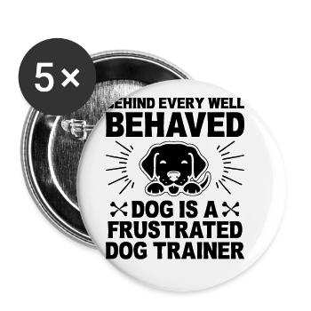 Dog Trainer Dog Training Training Dogs Pet Care Pr - Buttons large 2.2''/56 mm (5-pack) - white - Front
