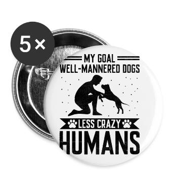 Dresseur de chiens Dressage de chiens Dressage de chiens Soins aux animaux de compagnie Pr - Lot de 5 grands badges (56 mm) - blanc - Devant