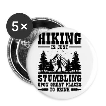 Randonnée Randonnée en plein air Alpinisme Trekking Natur - Lot de 5 grands badges (56 mm) - blanc - Devant