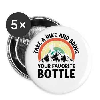 Randonnée Randonnée en plein air Alpinisme Trekking Natur - Lot de 5 grands badges (56 mm) - blanc - Devant