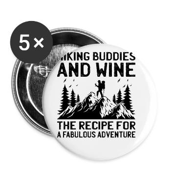 Randonnée Randonnée en plein air Alpinisme Trekking Natur - Lot de 5 grands badges (56 mm) - blanc - Devant