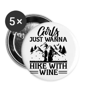 Randonnée Randonnée en plein air Alpinisme Trekking Natur - Lot de 5 grands badges (56 mm) - blanc - Devant