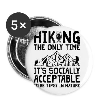 Wandern Natur Trekking Bergsteigen Wanderer Outdoo - Buttons groß 56 mm (5er Pack) - Weiß - Vorne