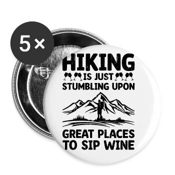 Wandern Natur Trekking Bergsteigen Wanderer Outdoo - Buttons groß 56 mm (5er Pack) - Weiß - Vorne