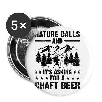 Randonnée Nature Trekking Alpinisme Randonneur Outdoo - Lot de 5 grands badges (56 mm) - blanc - Devant