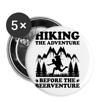 Wandern Natur Trekking Bergsteigen Wanderer Outdoo - Buttons groß 56 mm (5er Pack) - Weiß - Vorne