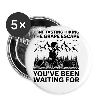 Wandern Natur Bergsteigen Trekking Outdoor Wandern - Buttons groß 56 mm (5er Pack) - Weiß - Vorne