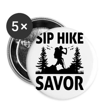 Wandern Natur Bergsteigen Trekking Outdoor Wandern - Buttons groß 56 mm (5er Pack) - Weiß - Vorne