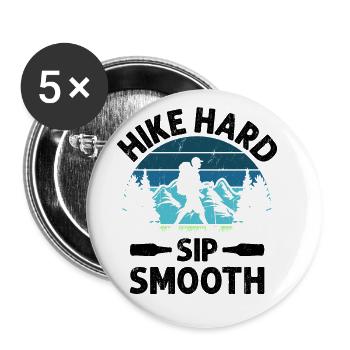 Wandern Natur Bergsteigen Trekking Outdoor Wandern - Buttons groß 56 mm (5er Pack) - Weiß - Vorne