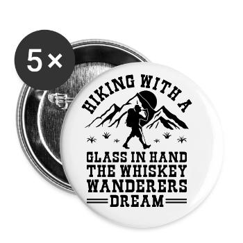 Wandern Natur Bergsteigen Trekking Outdoor Wandern - Buttons groß 56 mm (5er Pack) - Weiß - Vorne