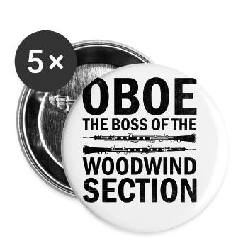 Oboe Player Oboe Basoonist Marching Band Instrumen - Buttons large 2.2''/56 mm (5-pack) - white - Front