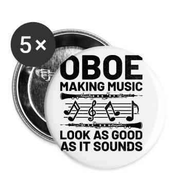 Oboe Player Oboe Basoonist Marching Band Instrumen - Buttons large 2.2''/56 mm (5-pack) - white - Front
