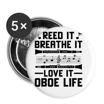 Oboe Player Oboe Basoonist Marching Band Instrumen - Buttons large 2.2''/56 mm (5-pack) - white - Front
