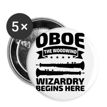 Oboe Player Oboe Basoonist Marching Band Instrumen - Buttons large 2.2''/56 mm (5-pack) - white - Front