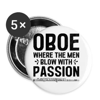 Oboe Player Oboe Basoonist Marching Band Instrumen - Buttons large 2.2''/56 mm (5-pack) - white - Front