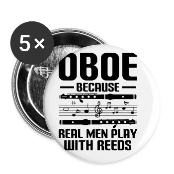 Oboist Oboe Basoonist Marching Band Instrumen - Buttons groß 56 mm (5er Pack) - Weiß - Vorne