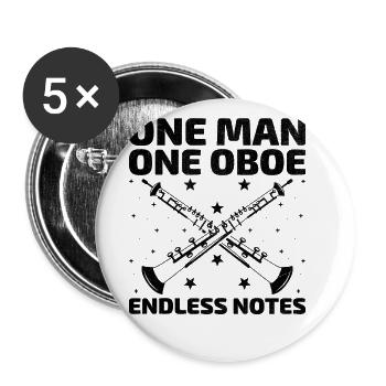 Oboe Player Oboe Basoonist Marching Band Instrumen - Buttons large 2.2''/56 mm (5-pack) - white - Front