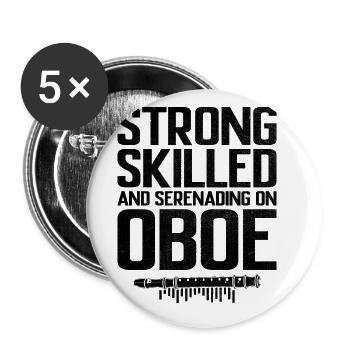 Oboe Player Oboe Basoonist Marching Band Instrumen - Buttons large 2.2''/56 mm (5-pack) - white - Front