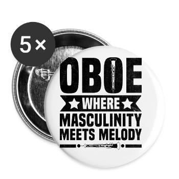 Joueur de hautbois Hautbois Basoonist Marching Band Instrumen - Lot de 5 grands badges (56 mm) - blanc - Devant