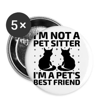 Pet Sitter Pet Sitting Chien et Cat Sitters Chien Wal - Lot de 5 grands badges (56 mm) - blanc - Devant