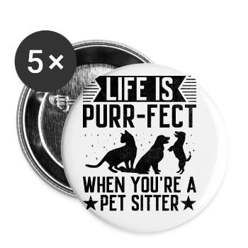 Pet Sitter Pet Sitting Dog and Cat Sitters Dog Wal - Buttons large 2.2''/56 mm (5-pack) - white - Front
