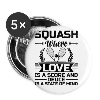 Squashspieler Squash Tennisspieler Raquetball Spor - Buttons groß 56 mm (5er Pack) - Weiß - Vorne