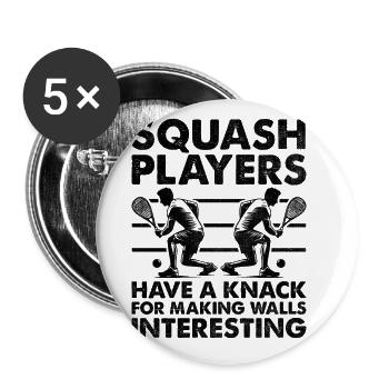 Squashspieler Squash-Tennisspieler Raquetball-Spor - Buttons groß 56 mm (5er Pack) - Weiß - Vorne