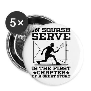 Squashspieler Squash-Tennisspieler Raquetball-Spor - Buttons groß 56 mm (5er Pack) - Weiß - Vorne