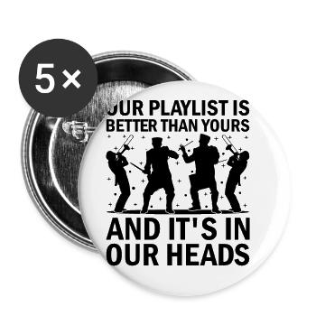 Marching Band Sayings Funny Marching Instruments - Buttons large 2.2''/56 mm (5-pack) - white - Front