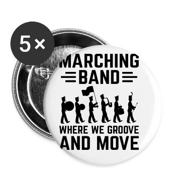 Marching Band Sayings Funny Marching Instruments - Buttons large 2.2''/56 mm (5-pack) - white - Front