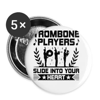 Marching Band Sayings Funny Marching Instruments - Buttons large 2.2''/56 mm (5-pack) - white - Front