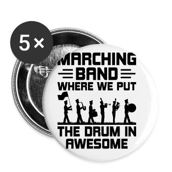 Fanfare Dictons Instruments de marche amusants - Lot de 5 grands badges (56 mm) - blanc - Devant