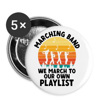 Marching Band Sayings Funny Marching Instruments - Buttons large 2.2''/56 mm (5-pack) - white - Front