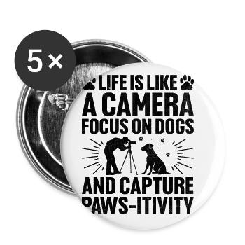 Dog Lover Photography Loves Dog Photographer Dogs - Buttons large 2.2''/56 mm (5-pack) - white - Front