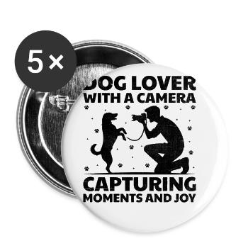 Dog Lover Photography Loves Dog Photographer Dogs - Buttons large 2.2''/56 mm (5-pack) - white - Front
