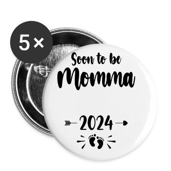 Mama wird bald Mutter 2024 Mutter schwangere Kinder Mot - Buttons groß 56 mm (5er Pack) - Weiß - Vorne