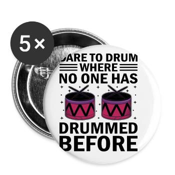 Corps de tambours Fanfare Drum Corp Musique Percussio - Lot de 5 grands badges (56 mm) - blanc - Devant