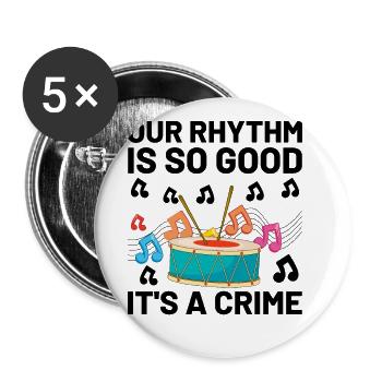 Corps de tambours Fanfare Drum Corp Musique Percussio - Lot de 5 grands badges (56 mm) - blanc - Devant