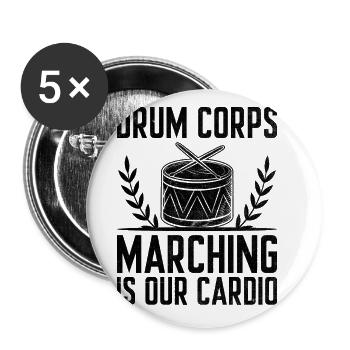 Drum Corps Marching Band Drum Corp Musik Percussio - Buttons groß 56 mm (5er Pack) - Weiß - Vorne