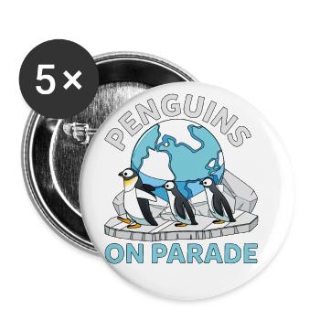 Funny Antarctic Penguins On Parade Wildlife - Buttons large 2.2''/56 mm (5-pack) - white - Front