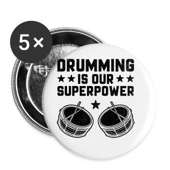 Corps de tambours Fanfare Drum Corp Musique Percussio - Lot de 5 grands badges (56 mm) - blanc - Devant