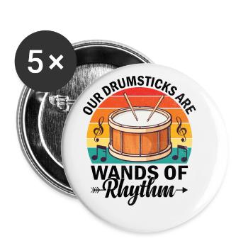 Corps de tambours Fanfare Drum Corp Musique Percussio - Lot de 5 grands badges (56 mm) - blanc - Devant