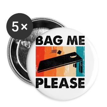 Joueurs De Cornhole Cornhole Sports Drôle De Cornhole Be - Lot de 5 grands badges (56 mm) - blanc - Devant