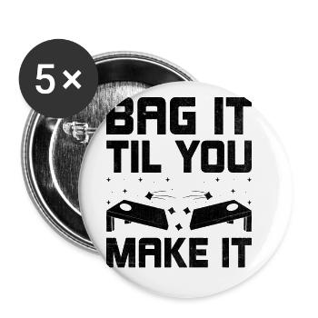 Joueurs De Cornhole Cornhole Sports Drôle De Cornhole Be - Lot de 5 grands badges (56 mm) - blanc - Devant