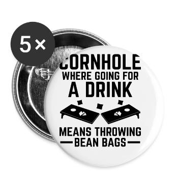 Joueurs De Cornhole Cornhole Sports Drôle De Cornhole Be - Lot de 5 grands badges (56 mm) - blanc - Devant